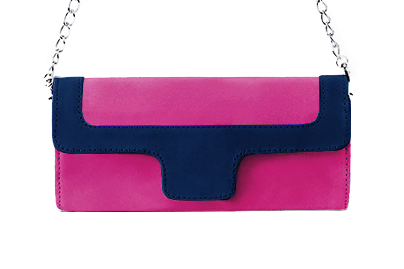 Navy blue and fuschia pink matching shoes and clutch. Wiew of clutch - Florence KOOIJMAN